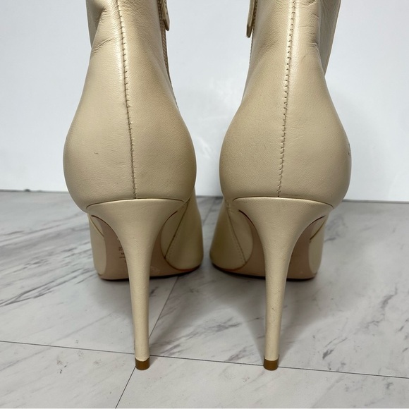 Schutz Betsey Eggshell Leather Pointy Toe Heeled Bootie 9 1/2 B - Picture 4 of 15